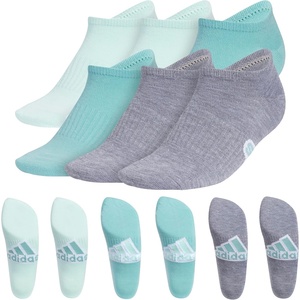image:imageadidas Womens Superlite No Show Socks 6 PairsSemi Flash Aqua BlueMint Tone GreenGreyClassic
