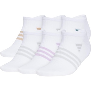 image:imageadidas Womens Superlite No Show Socks 6 PairsWhiteWarm Sandstone BeigePreloved Teal Green3